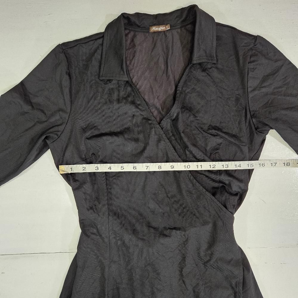 J. Mclaughlin black wrap midi dress women's size small - Picture 3 of 8